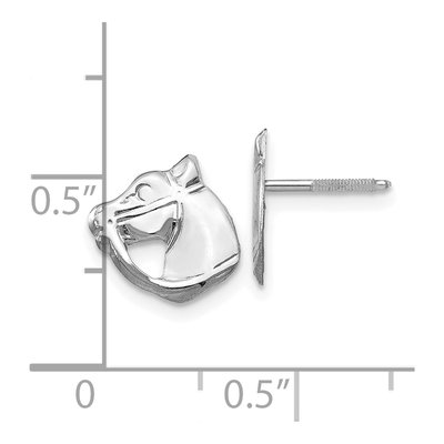 14K White Gold Horse Head Screwback Stud Earrings – view 4