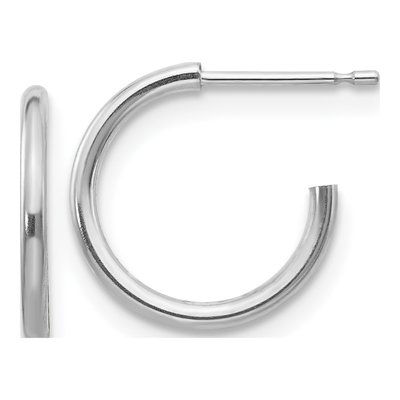 14K White Gold 13mm Hoop Earrings