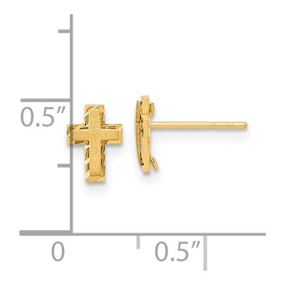 14K Yellow Gold Kids' Cross Stud Earrings – view 4