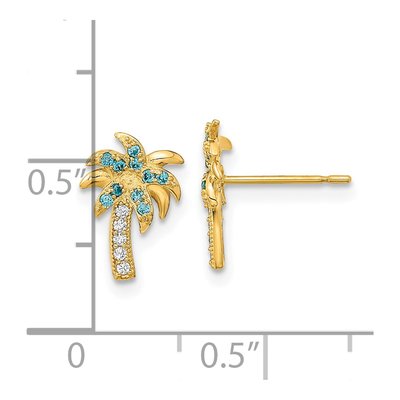 14K Yellow Gold CZ Kids' Palm Tree Stud Earrings – view 3