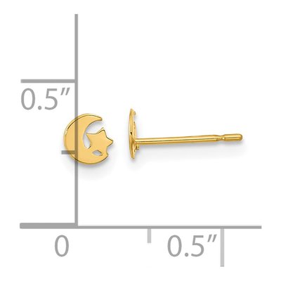 14K Yellow Gold Star Moon Stud Earrings – view 4