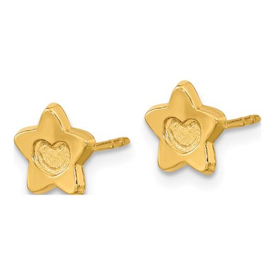 14K Yellow Gold Heart-In-Star Stud Earrings – view 3