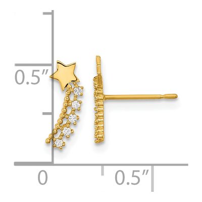 14K Yellow Gold CZ Kids Shooting Star Ear Climbers – view 4