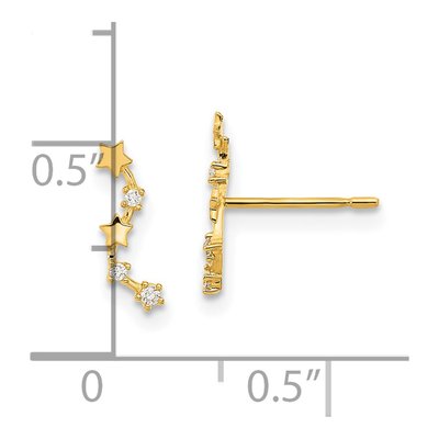14K Yellow Gold CZ Curved Star Ear Climbers – view 5