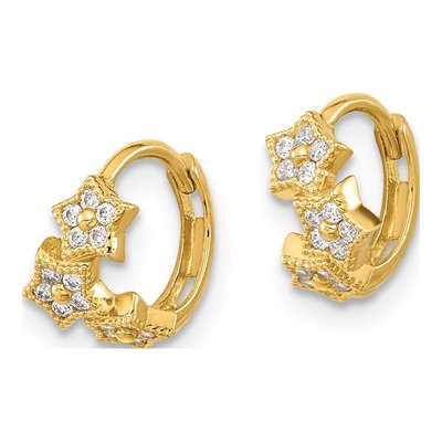 14K Yellow Gold 9.8mm CZ Star Huggie Hoop Earrings – view 3