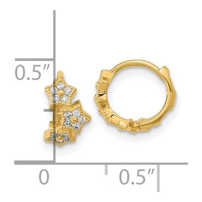 14K Yellow Gold 9.8mm CZ Star Huggie Hoop Earrings – view 4