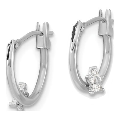 14K White Gold 13mm CZ Star Hoop Earrings – view 3