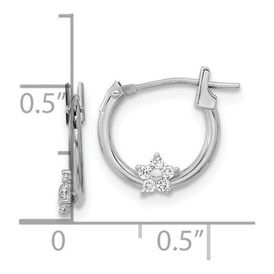 14K White Gold 13mm CZ Star Hoop Earrings – view 4