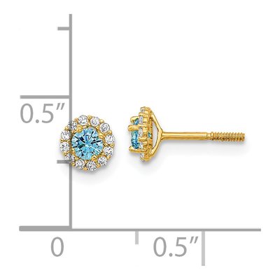 14K Yellow Gold CZ Clear Halo Screwback Stud Earrings – view 4