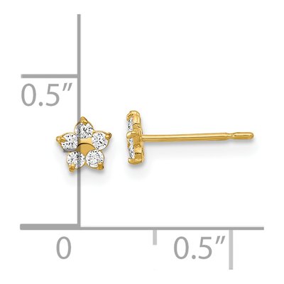 14K Yellow Gold CZ Star Kids Stud Earrings – view 3