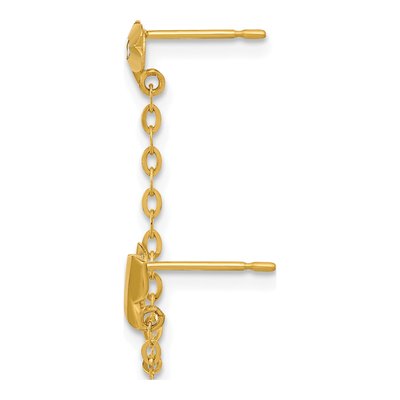 14K Yellow Gold CZ Butterfly Flower Single Dangle Earring – view 2