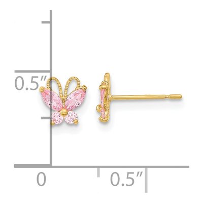14K Yellow Gold CZ Butterfly Stud Earrings – view 4