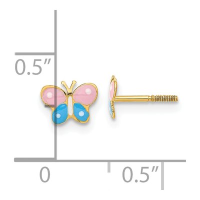 14K Yellow Gold Enamel Butterfly Screwback Stud Earrings – view 4