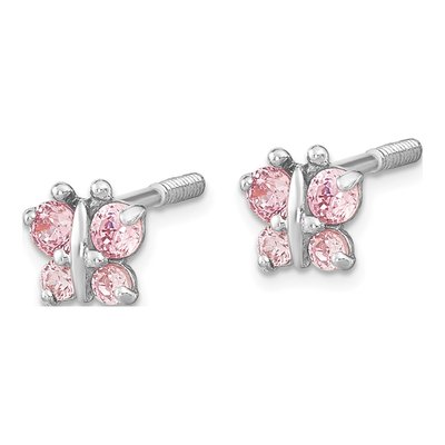 14K White Gold CZ Butterfly Stud Earrings – view 3