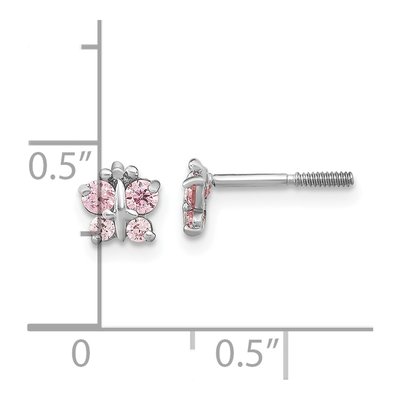 14K White Gold CZ Butterfly Stud Earrings – view 4