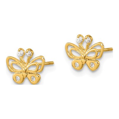 14K Yellow Gold CZ Butterfly Earrings | Madi K – view 3