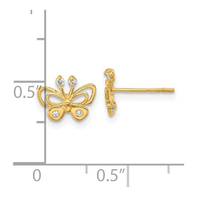 14K Yellow Gold CZ Butterfly Earrings | Madi K – view 4