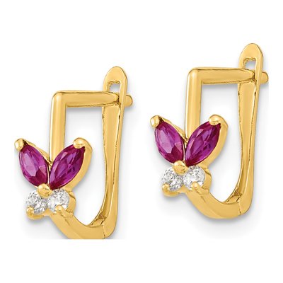 14K Yellow Gold 10mm CZ Kids' Butterfly Hoop Earrings – view 3