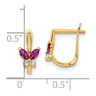 14K Yellow Gold 10mm CZ Kids' Butterfly Hoop Earrings – view 4