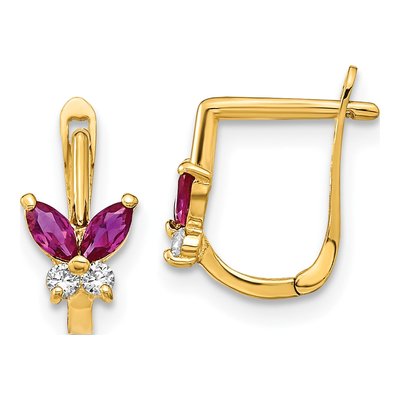 14K Yellow Gold 10mm CZ Kids' Butterfly Hoop Earrings