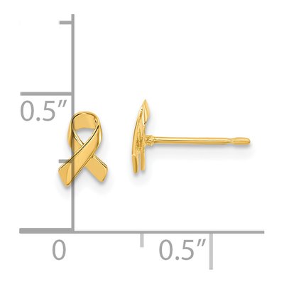 14K Yellow Gold Awareness Ribbon Kids Stud Earrings – view 5