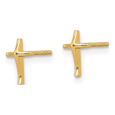 14K Yellow Gold Cross Stud Earrings – view 3