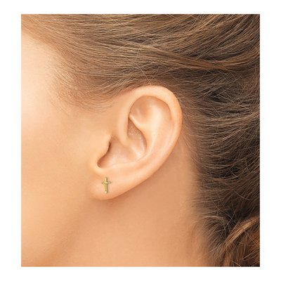 14K Yellow Gold Cross Stud Earrings – view 4