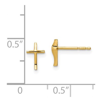 14K Yellow Gold Cross Stud Earrings – view 5