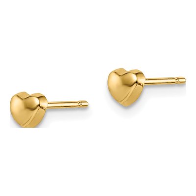 14K Yellow Gold Heart Stud Earrings – view 3
