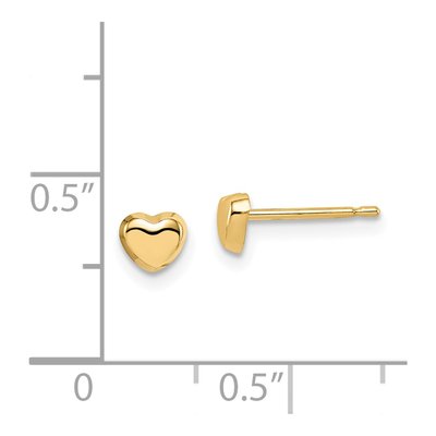 14K Yellow Gold Heart Stud Earrings – view 5