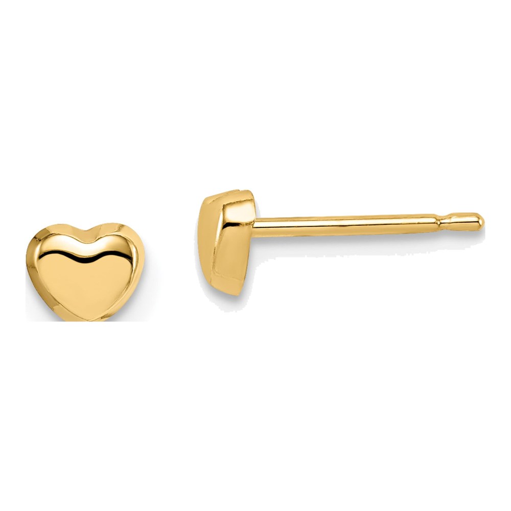 14K Yellow Gold Heart Stud Earrings