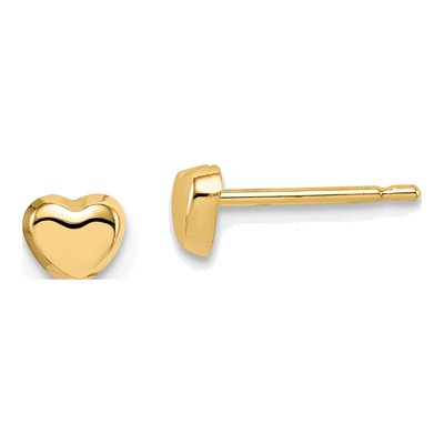 14K Yellow Gold Heart Stud Earrings