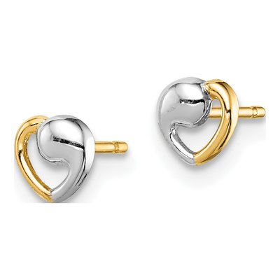 14K Yellow Gold Girls' Heart Stud Earrings – view 3