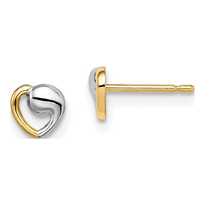 14K Yellow Gold Girls' Heart Stud Earrings