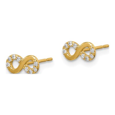 14K Yellow Gold CZ Infinity Stud Earrings – view 3