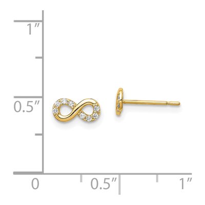 14K Yellow Gold CZ Infinity Stud Earrings – view 5