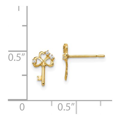 Girls' 14K Gold CZ Key Earrings | Madi K – view 4
