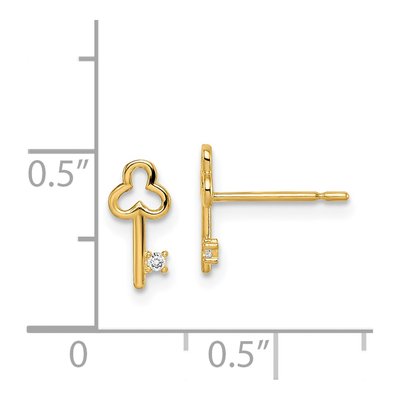 14K Yellow Gold CZ Key Stud Earrings – view 5