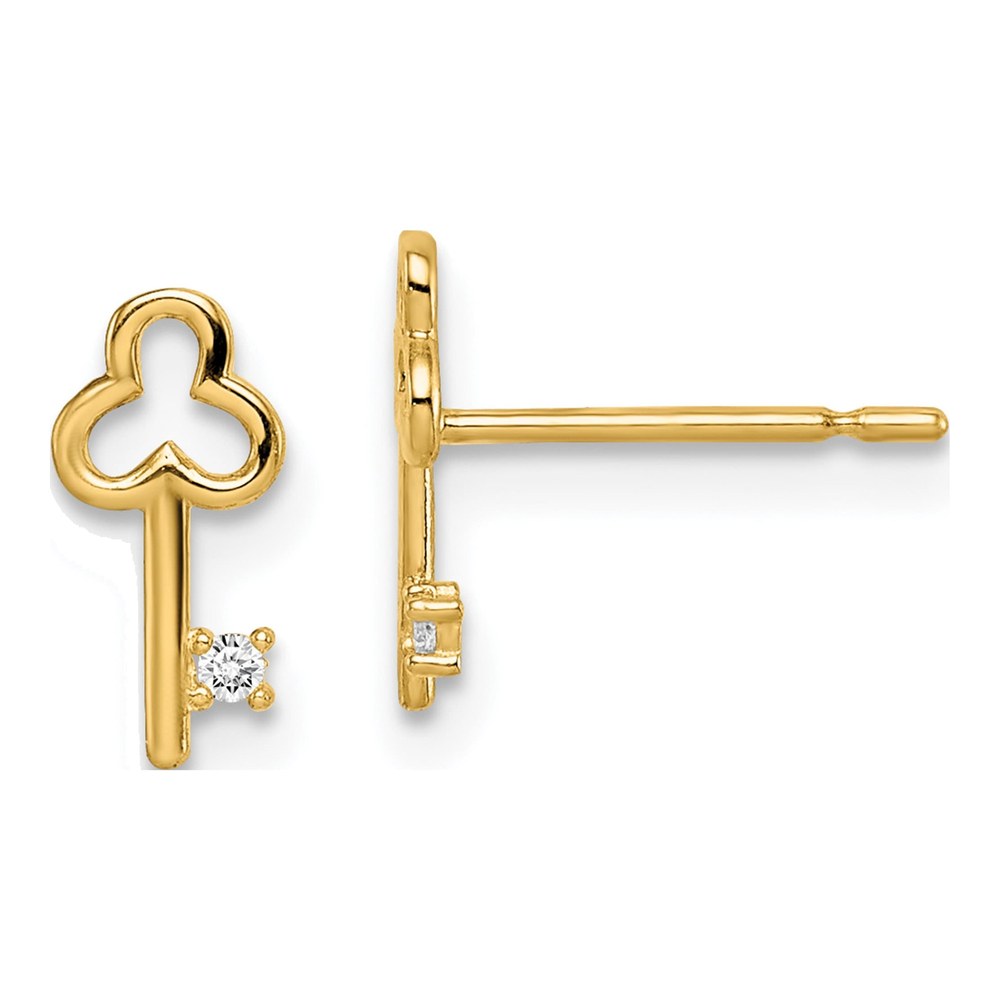 14K Yellow Gold Madi K Cz Key Post Earrings