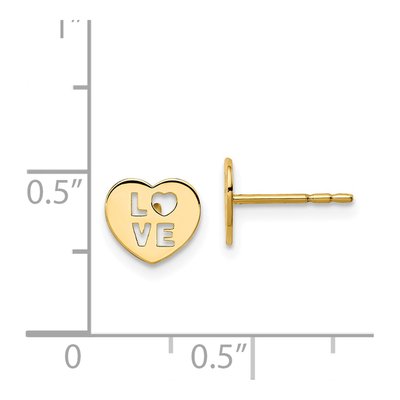 14K Yellow Gold Heart Stud Earrings – view 5