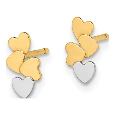 14K Yellow Gold Hearts Stud Earrings – view 3