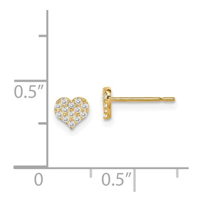 14K Yellow Gold Girls' CZ Heart Stud Earrings – view 5