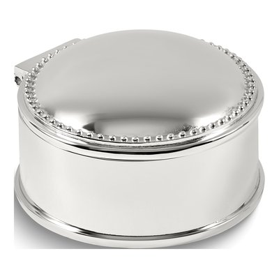 Silver-Tone Round Beaded Jewelry Box
