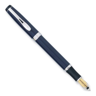 Charles Hubert Dark Blue Fountain Pen with Silver-Tone