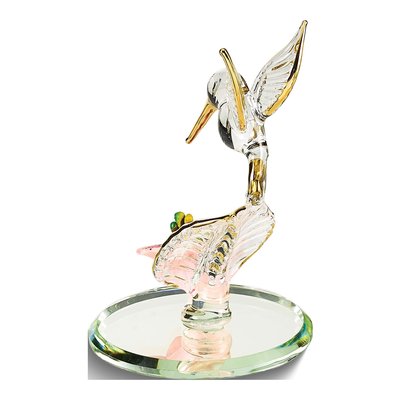 Hummingbird And Pink Lily Handcrafted Glass Figurine – view 2