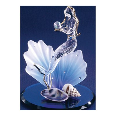 Mermaid & Shell Glass Figurine with 22k Gold Trim – view 3