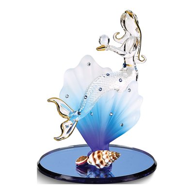 Mermaid & Shell Glass Figurine with 22k Gold Trim