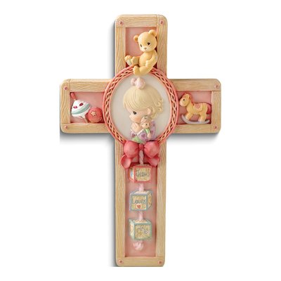 Precious Moments Pink Praying Girl Cross Plaque