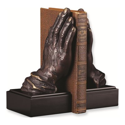 Praying Hands Bookends, Antiqued Bronze Finish, Set of 2