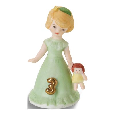 Growing Up Birthday Girls Blonde Age 3 Porcelain Bisque Figurine